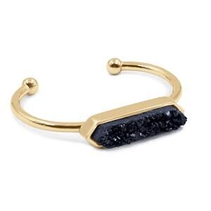 RETAIL $65 Kinsley Armelle Bangle Collection Gold Raven Quartz Bracelet! NEW